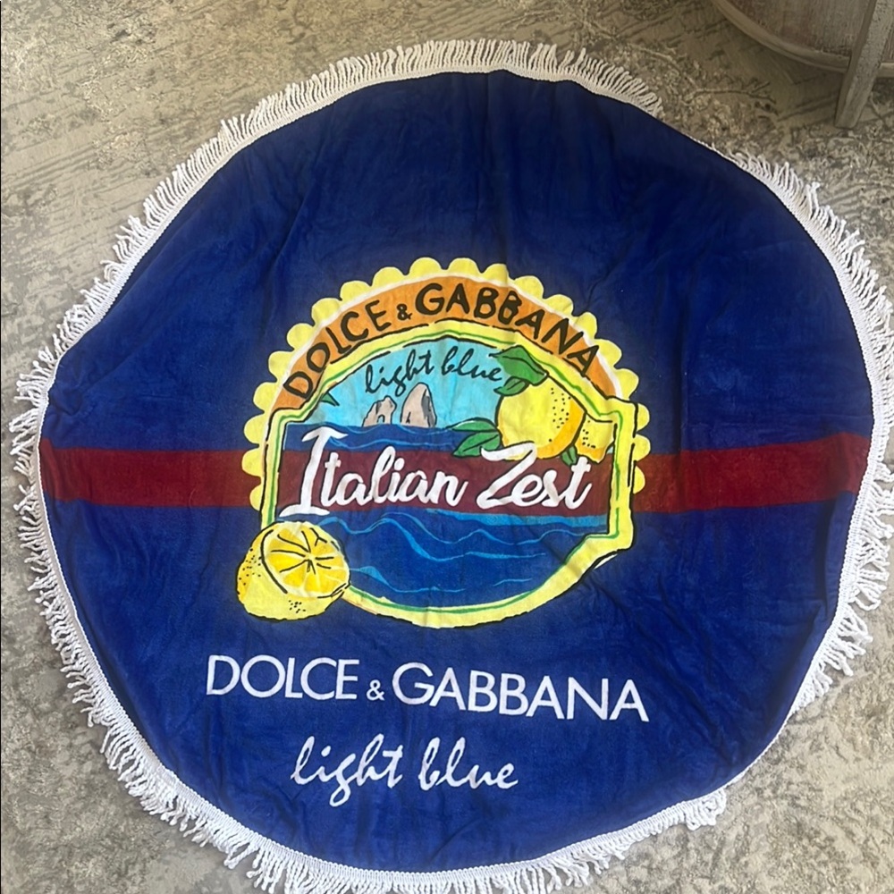 Dolce & Gabbana Blue Round Beach Towel